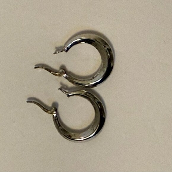 EARRINGS HINGED HOOP STERLING SILVER 925 2.3 g - Picture 6 of 7